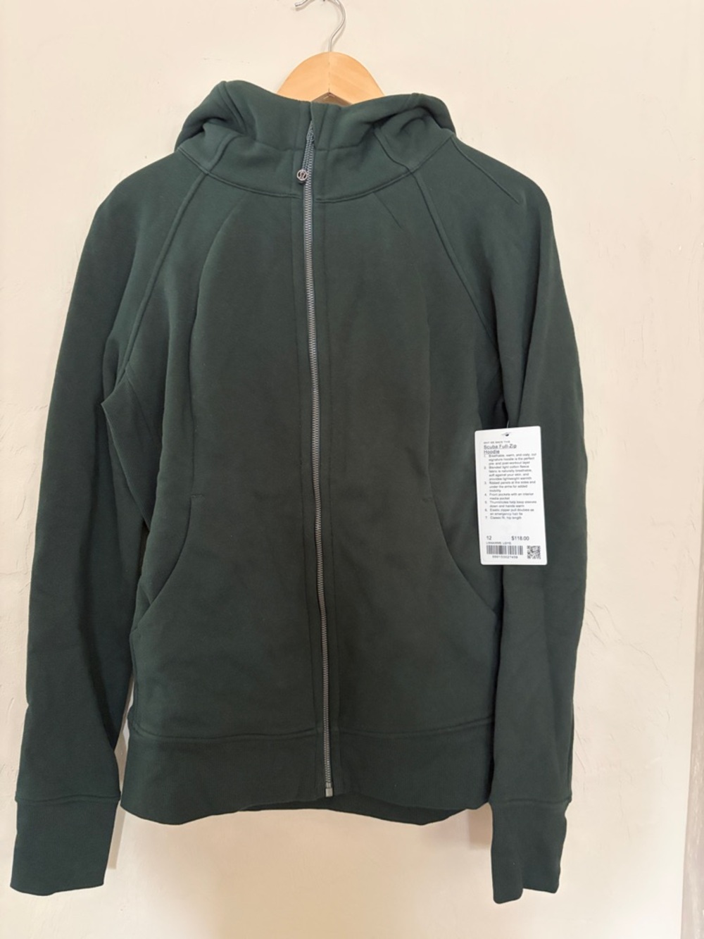 Lululemon Legacy Green Scuba Full-Zip Hoodie. New With Tags!